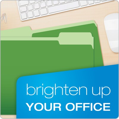 Pendaflex Recycled File Folder, 1/3-Cut Tab, Assorted, Letter Size, Bright Green, 100/Box (4210 1/3 BGR)