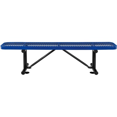 Global Industrial 6 Outdoor Steel Flat Bench, Expanded Metal, Blue (277156BL)
