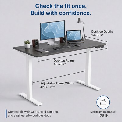 Uncaged Ergonomics Rise Up 3-stage Dual Motor Electric Standing Desk Frame, White, Desktop Not Included (RUW)