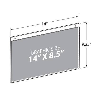 Azar Hanging Sign Holder, 9.25 x 14, Horizontal, Wall Mounted, Clear, Acrylic, 10/Pack (162706)