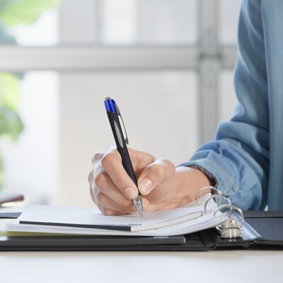 uni Jetstream RT Retractable Ballpoint Pen, Medium Point, 1.0mm, Blue Ink, Dozen (73833)