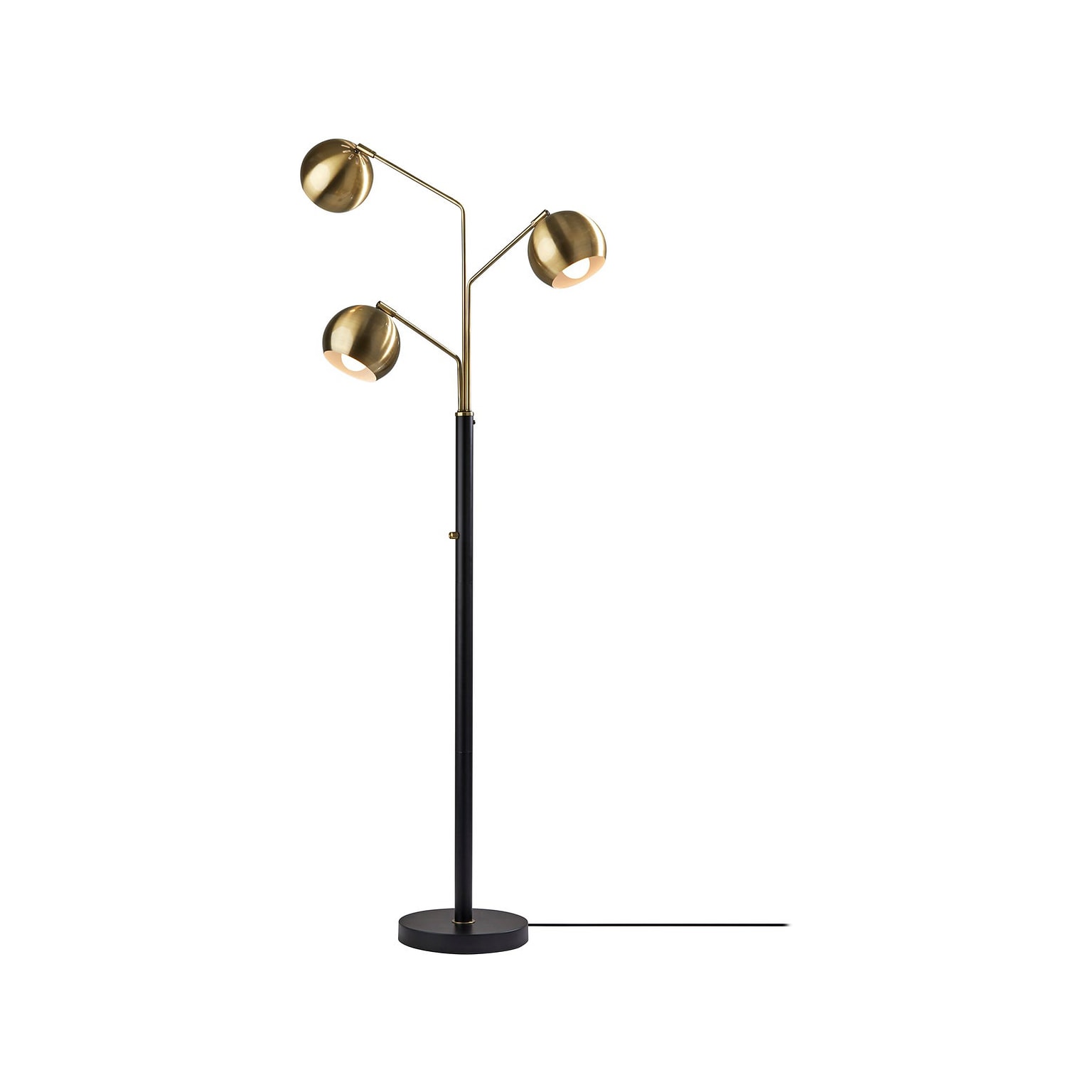 Adesso Emerson 68 Matte Black/Antique Brass Floor Lamp with 3 Globe Shades (5139-21)