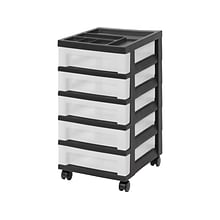 Iris 5-Drawer Storage Cart, Black/Translucent White (585006)