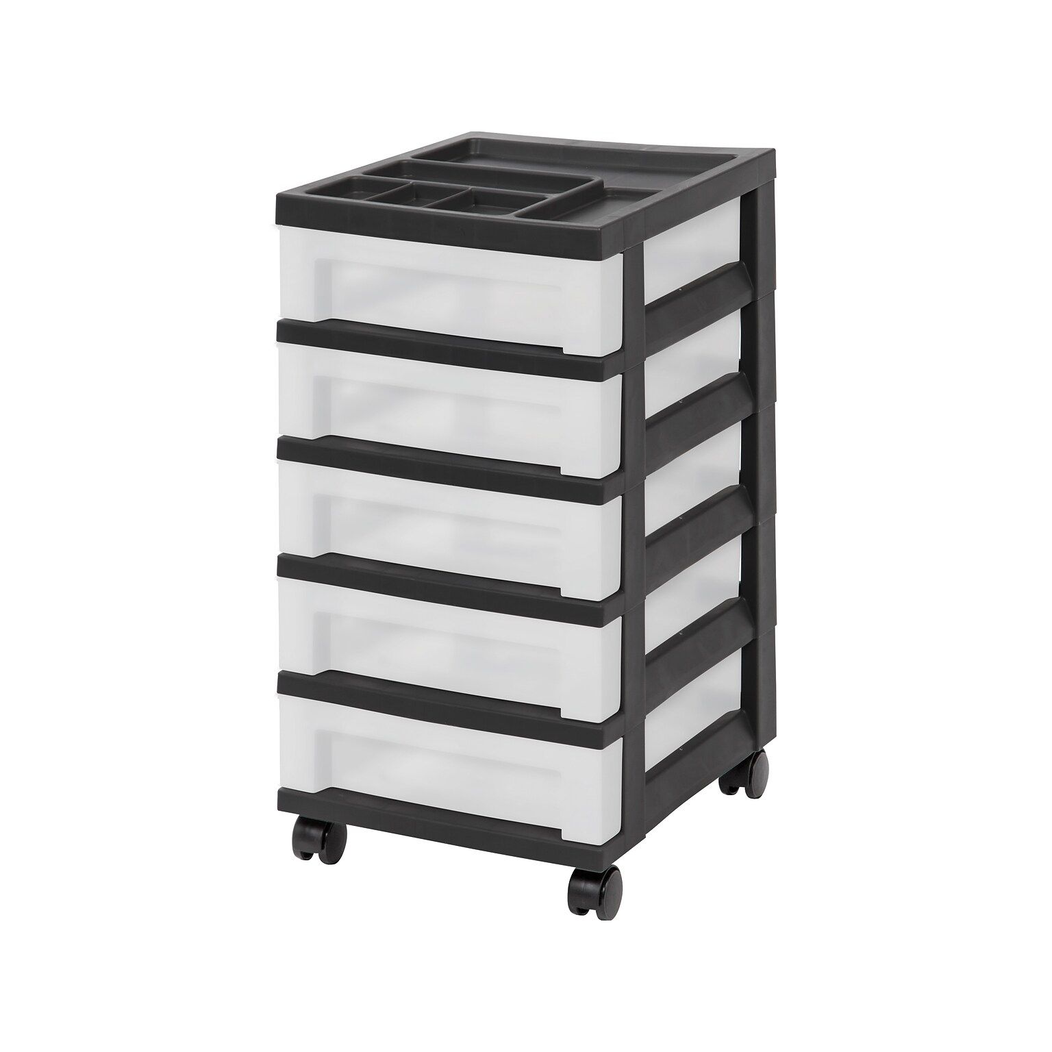 Iris 5-Drawer Storage Cart, Black/Translucent White (585006)