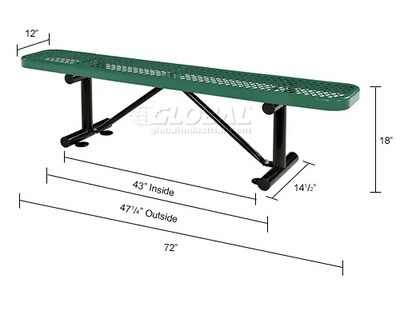 Global Industrial 6' Outdoor Steel Flat Bench, Expanded Metal, Green (277156GN)