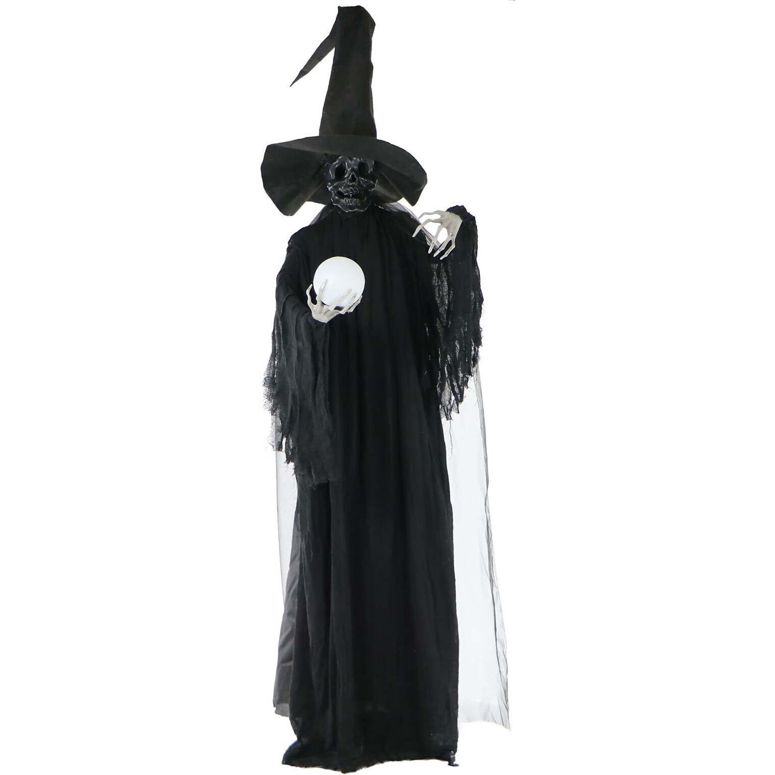 Haunted Hill Farm Life-Size Poseable Phantom Witch with Crystal Ball (HHWITCH-2FL)