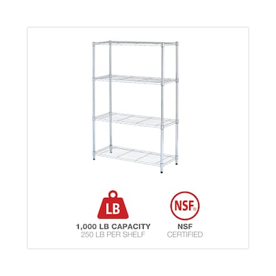 Alera® 4-Shelf Metal Shelving Unit, 36" Width, Silver (ALESW843614SR)