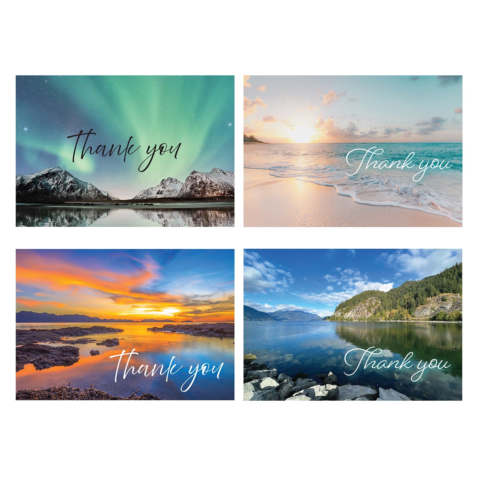 Great Papers Scenic Water Collection General Use Thank You Notecard Kits, Multicolored, 20/Pack (2025024)