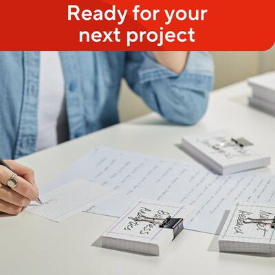 Staples Index Cards, 3" x 5", Lined, White, 500 Pack – Ruled Cards for Studying, Notes & Classroom Use