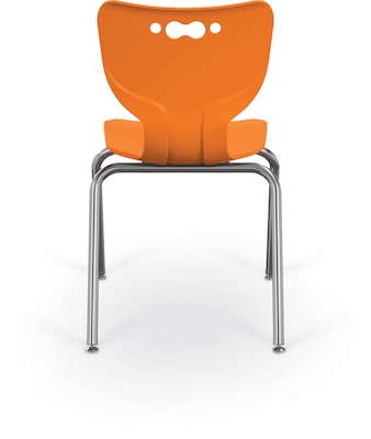 MooreCo 18" Hierarchy Student Chair with 4 Legs, Orange/Chrome Base (703673611060)