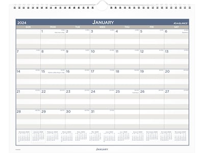 2024 AT-A-GLANCE Multi-Schedule 15 x 12 Monthly Wall Calendar, White/Blue (PM22MS-28-24)