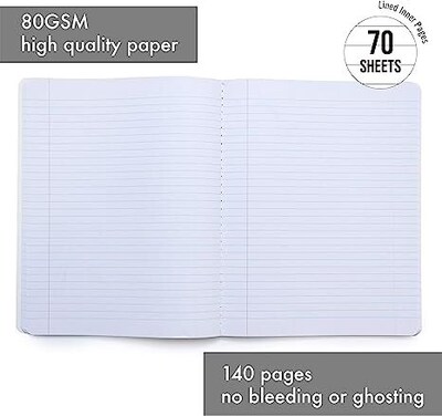 Pukka Pad Rochelle & Jess Composition Notebooks, 7.5" x 9.75", College Ruled, 70 Sheets, Assorted Colors, 3/Pack (9107-ROC)