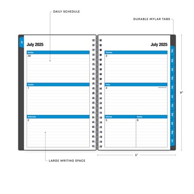 2025-2026 Blue Sky Collegiate 5" x 8" Academic Year Weekly & Monthly Planner, Plastic Cover, Gray (100139-A26)
