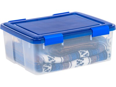 Iris WeatherPro 30.5 Qt. Latch Lid Storage Bin, Clear/Blue (500200)