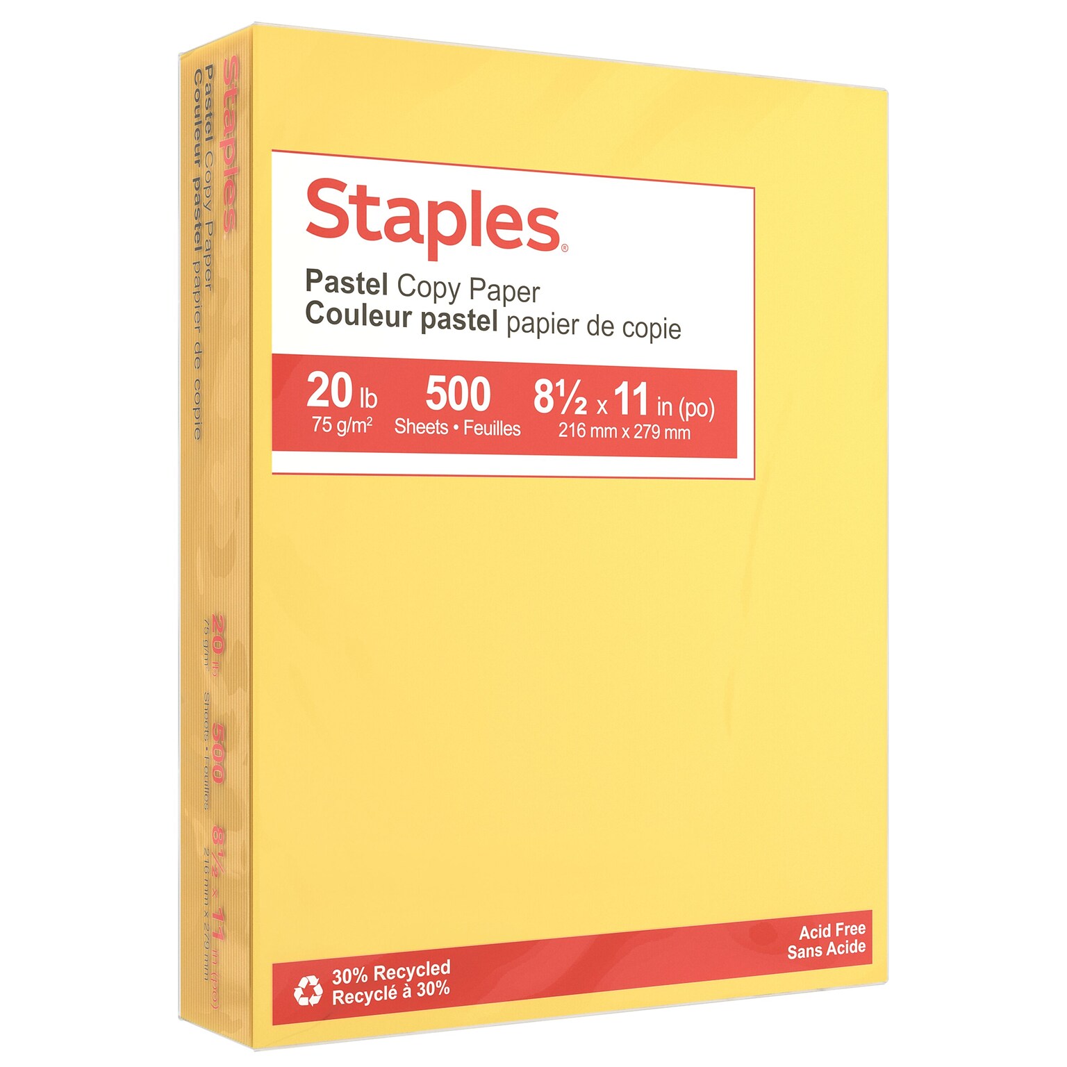 Pastel Colored Copy Paper, 20 lbs., 8.5 x 11, Canary, 500/Ream (14787)