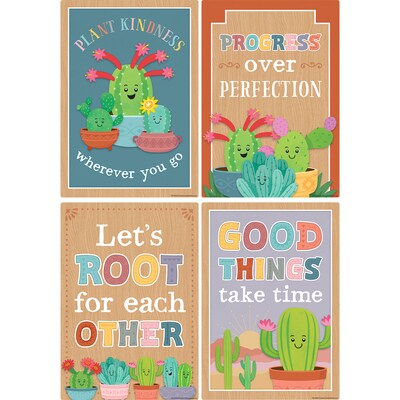 Teacher Created Resources 11" x 15-3/4" Happy Cactus Crew Positive Sayings Small Poster Pack, 12/Pack (TCR6956)