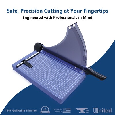 United Professional 14" Guillotine Paper Trimmer, Blue (T14P)