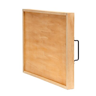 Elegant Designs "Thankful" Decorative Wood Serving Tray w/ Handles, 15.50" x 12", Natural Wood (HG2000-NTF)