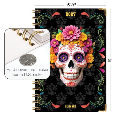 2027 Excello Brands 6" x 8" Weekly & Monthly Standard Planner, Paperboard Cover, Sugar Skull (FSHN-CY27-58-48)