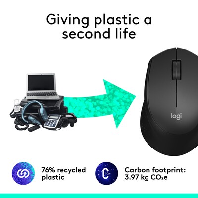 Logitech M330 Silent Plus Wireless Optical USB Mouse, Black (910-004905)