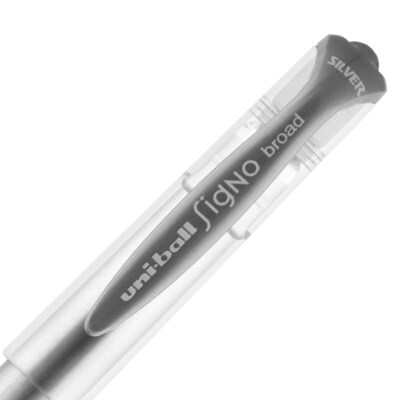 uniball Signo Gel Impact Pens, Bold Point, 1.0mm, Silver Ink (60658)