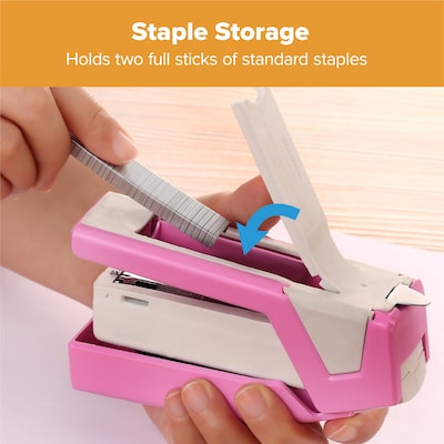 Bostitch Paperpro Reduced-Effort Desktop Stapler, 20-Sheet Capacity, Staples Included, Pink (PPR1588)