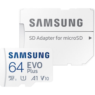Samsung EVO Plus 64GB microSDXC Memory Card with Adapter, Class 10, UHS-I, V30 (MB-MC64SA/AM)