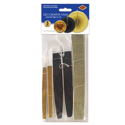 Beistle Decorative Fans, Black & Gold, 2/Pack (53319)