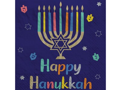 Amscan Hanukkah Joy Luncheon Napkin, Multicolor, 40/Pack, 2 Packs/Carton (712903)