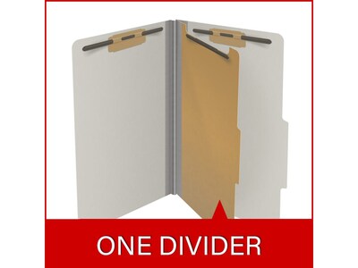 Medical Arts Press Pressboard Classification Folder, 1 Divider, 2" Expansion, Legal Size, Gray, 10/Box (DV-T52-14-3GRY)