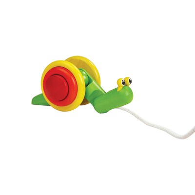Plan Toys Wooden Pull Along Toy Snail, Green (PTS5108)
