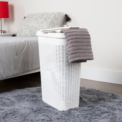Mind Reader Plastic Laundry Hamper with Lid, White (40HAMP-WHT)