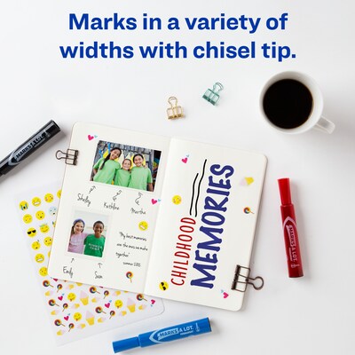 Avery Marks A Lot Permanent Regular Desk-Style Marker, Chisel Tip, Assorted, 4/Pack (7905)