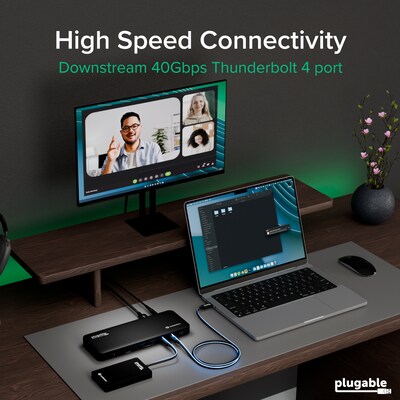 Plugable Thunderbolt 4 Dock Dual Monitor Laptop Docking Station, 100W (TBT4-UD5)