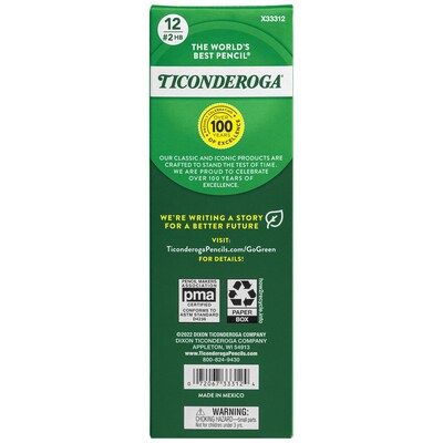 Ticonderoga My First Ticonderoga Pre-Sharpened Wooden Pencil, 0.7mm, #2 Medium Lead, Dozen (X33312X)