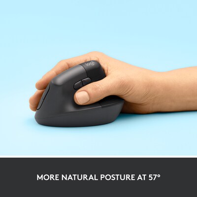 Logitech Lift Vertical Wireless Ergonomic Optical Mouse, Graphite (910-006466)