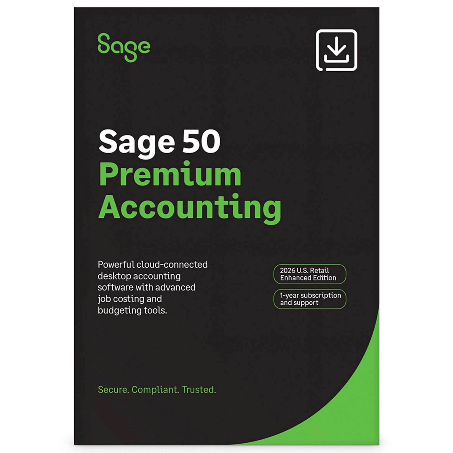 Sage 50 Premium Accounting 2026 U.S. Retail Enhanced Edition 1U 1Y Subscription, Windows, Download (SAG303800V045)