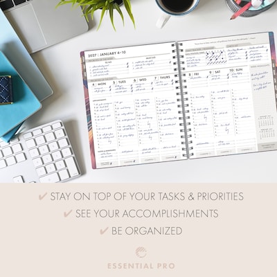 2027 Excello Brands Essential Pro 7" x 9" Weekly & Monthly Planner, Pastel Peacock (ESPRO-CY27-79-61)