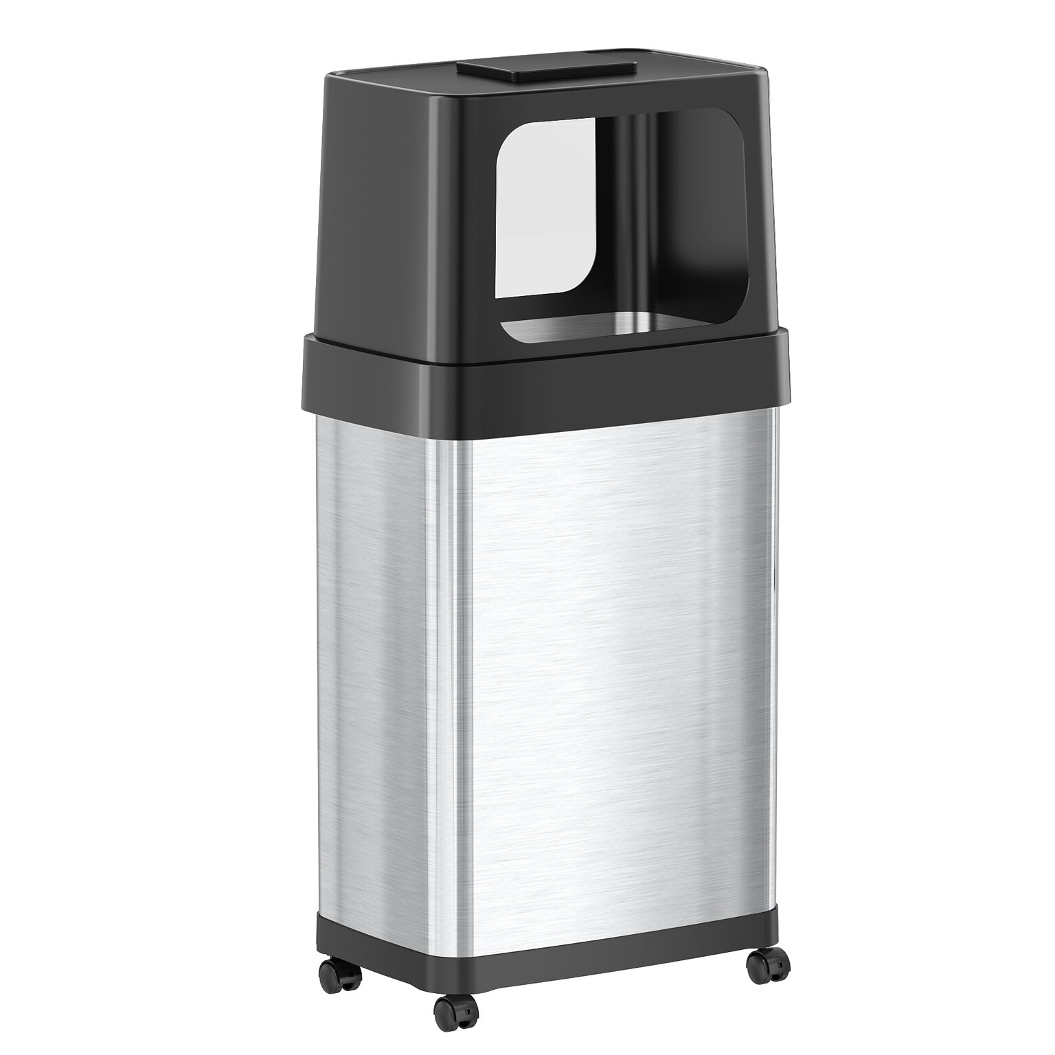 iTouchless Stainless Steel Trash Can with Dual Side Entry Lid, 18-Gallon, Brushed (IT18DPS)