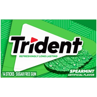 Trident Sugar Free Spearmint Gum, 14 Pieces/Pack, 12 Packs/Box (VAM05017)