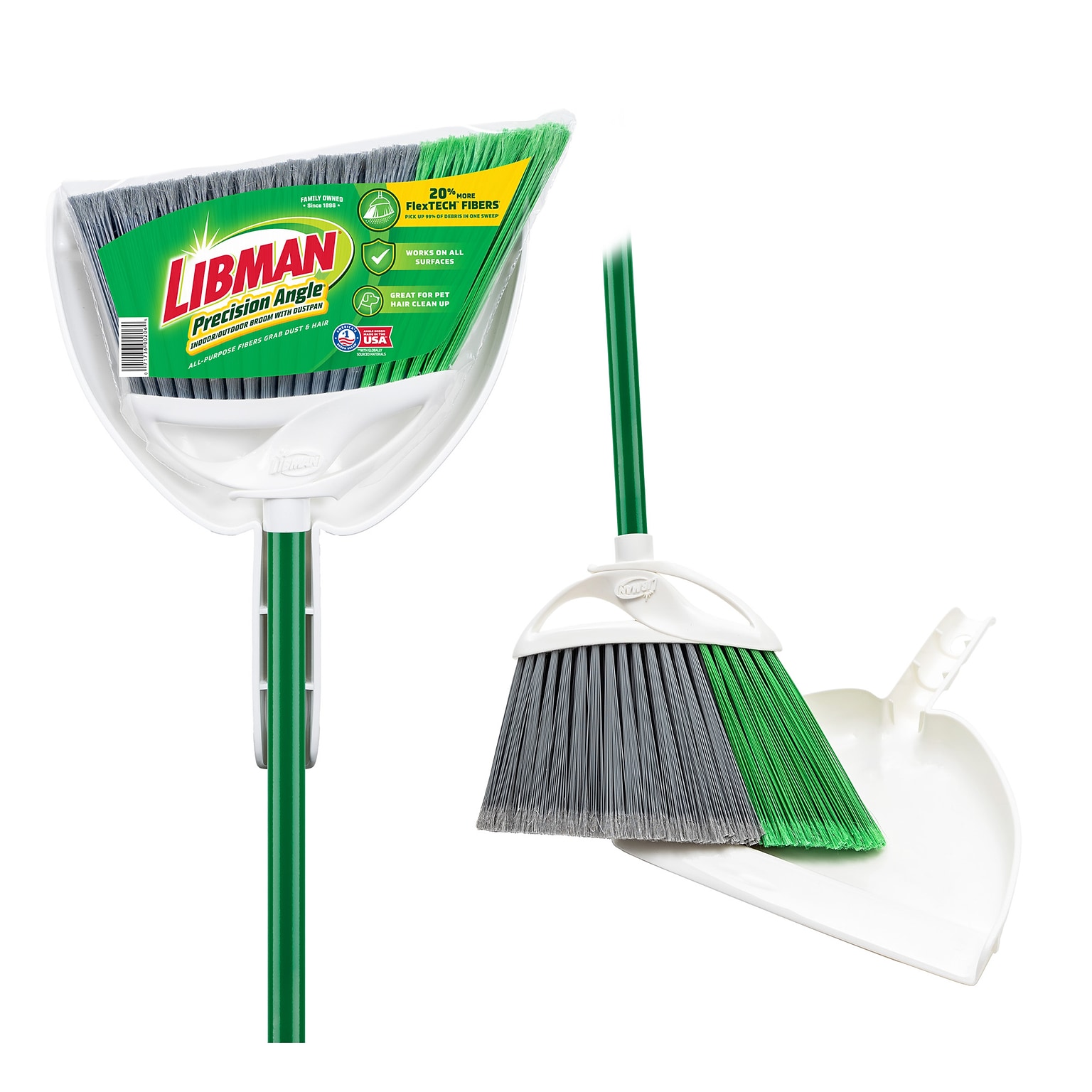 Libman Precision 11 Angle Broom with Dust Pan Set, 4 Sets/Carton (206)