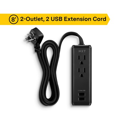 NXT Technologies™ 8' Extension Cord, 2-Outlet, Black (NX56820)