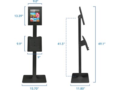 Mount-It! Adjustable Anti-Theft iPad Kiosk with Document Holder, Black (MI-3770B_G10)