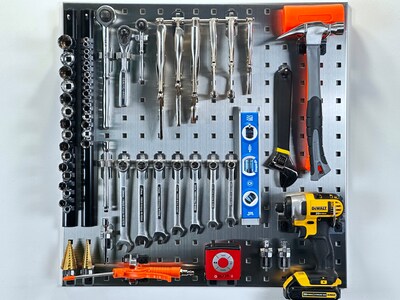 Triton Products LocBoard 24" x 24" x 9/16" Stainless Steel Square Hole Pegboards, 2/Set (LB1-S)