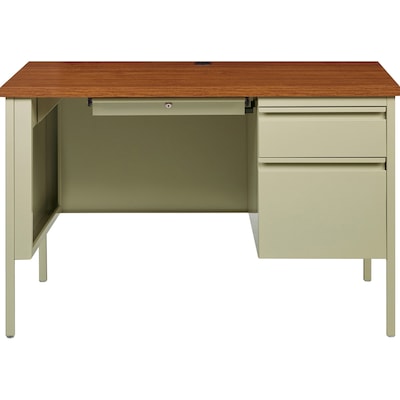 Lorell Fortress 45.5W Office Desk, Putty/Oak (LLR66947)