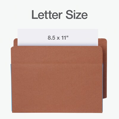 Pendaflex File Pocket, 3 1/2" Expansion, Letter Size, Brown/Blue, 10/Box (1007026)