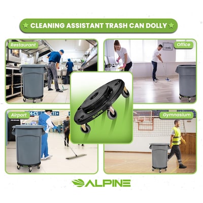 Alpine Industries Round Trash Can Dolly, 500 lb. Weight Capacity, Black (471-32-DOLLY)