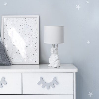 Simple Designs Cute Wonders 16.33" LED Table Lamp, White (LT2117-WHT)