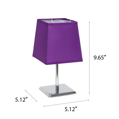 Creekwood Home Square Chrome 9.65" LED Table Lamp, Purple (CWT-1013-PR)