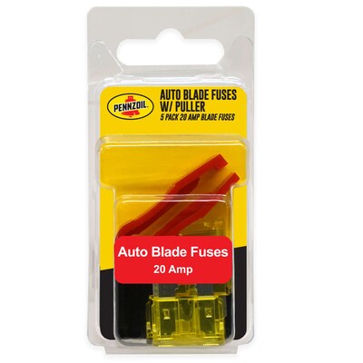 Pennzoil 20 Amp Mini Blade Fuses with Puller, 5 Pieces, Multicolor, 12/Pack, 6 Packs/Carton (14752)
